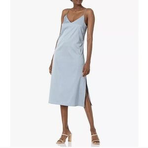 NWT The Drop Ana Satin Slip Dress Fog Blue XS
